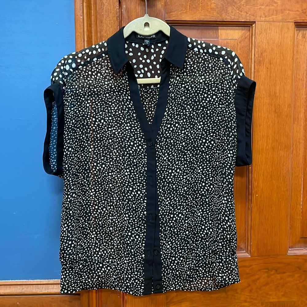 Sheer short sleeve button down